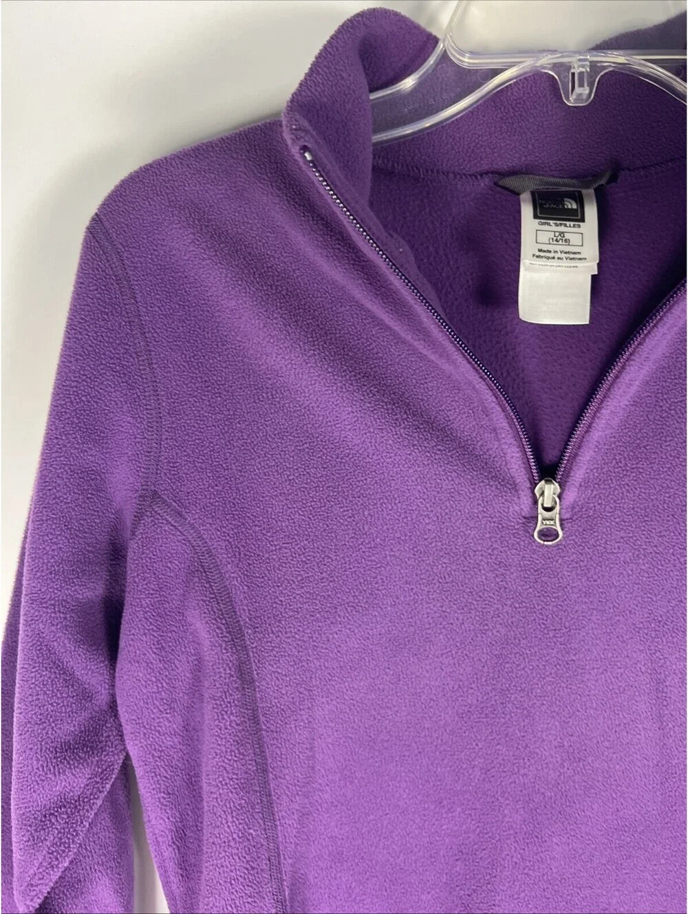 Northface Girls/Youth Purple Fleece 3/4 Zip Pullover Jacket Size Large 14-16